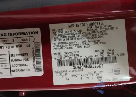 2016 Ford Fusion Energi Se Luxury from USA, damaged, VIN 3FA6P0PU4GR296476